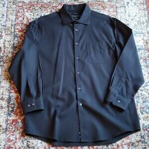 Pronto Uomo black button down dress shirt front pocket 17 32/33